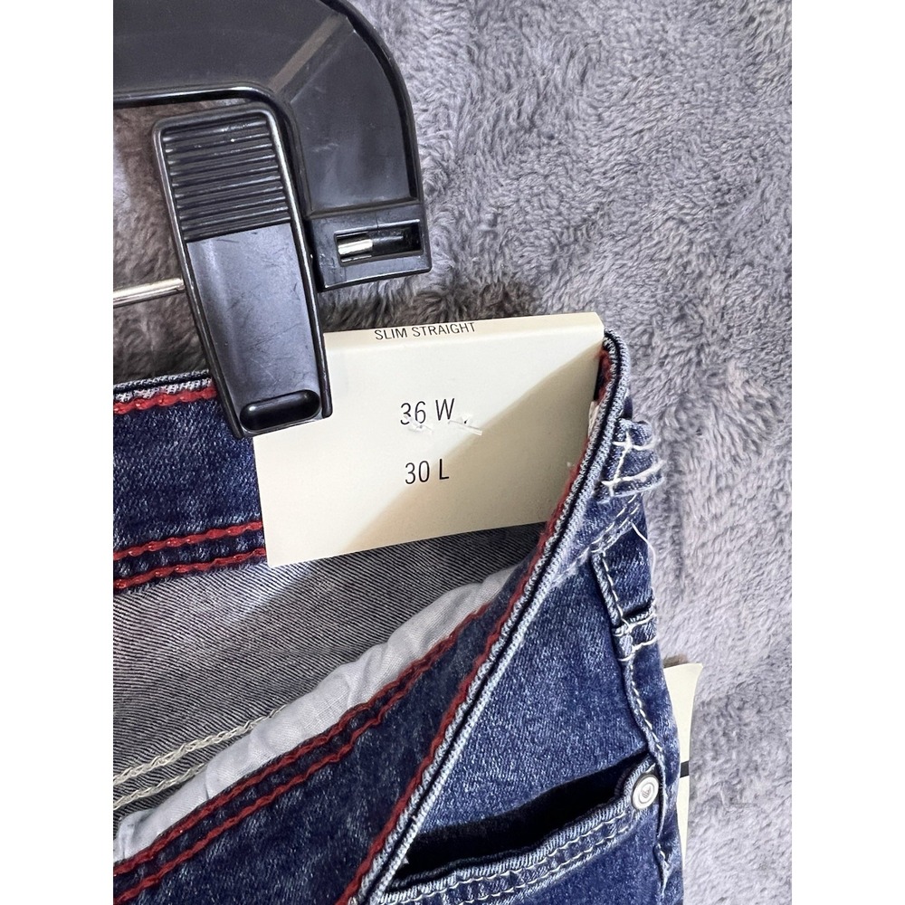 Artful Rebel Mens Slim Straight Leg Jeans Medium Wash Blue Denim 36W 30L NEW - Picture 15 of 16